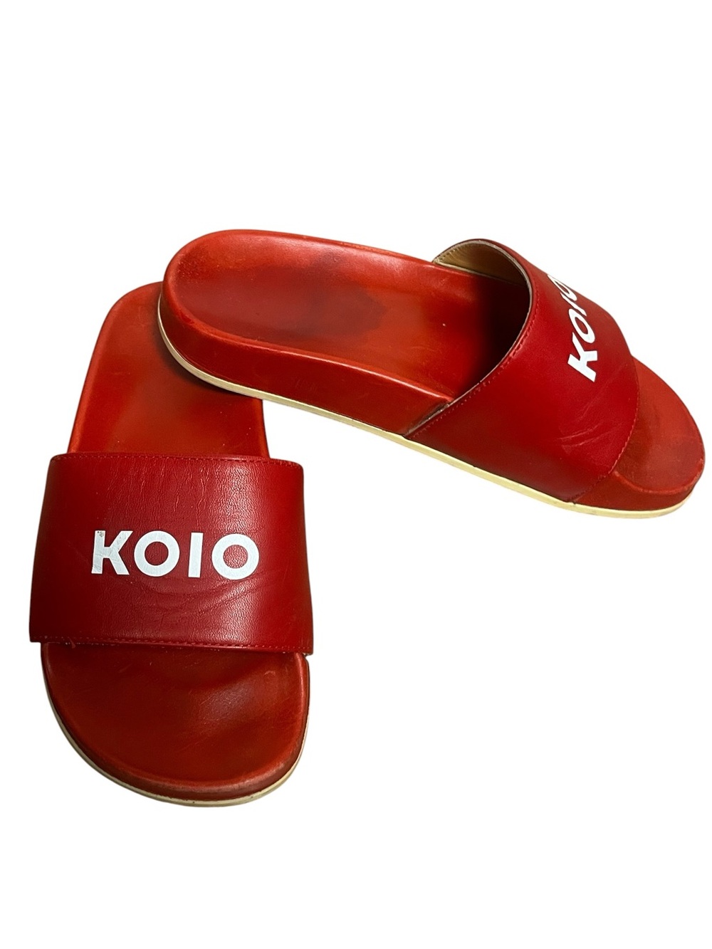 KOIO Slide Sandals Red Leather Made in Italy Minimalist EU 38 US 7.5/8 - Picture 2 of 12